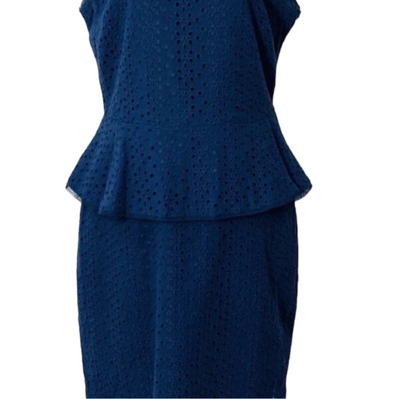 BCBG PARIS Emily Navy Eyelet Peplum Dress Sz 2 - Picture 2 of 13